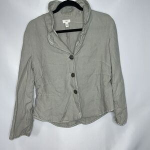 J.Jill 100% Linen Jacket Blazer Womens Size Sma Petite Beige Pockets Long Sleeve